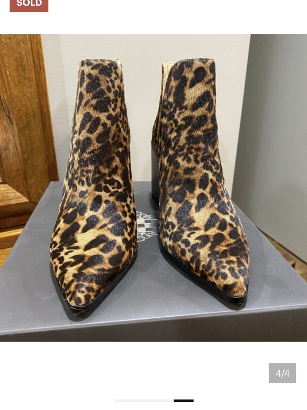 Vince Camuto Leopard Print Pointed Toe Ankle Boots - Women. NO BOX